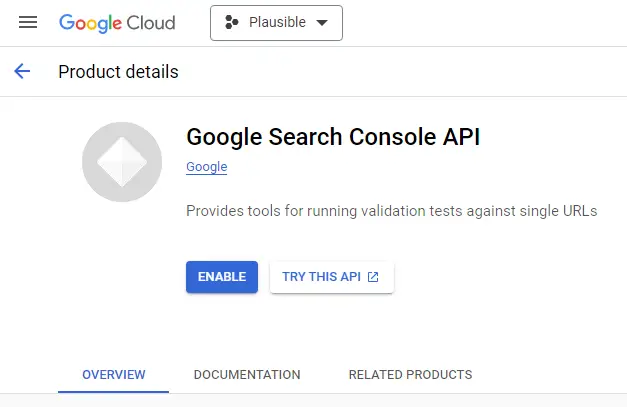 Enable Google Search Console API