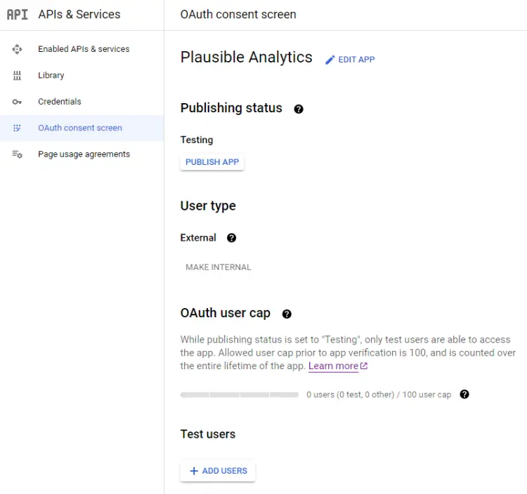 Google App Test Users