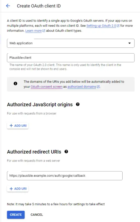 Create OAuth Client ID