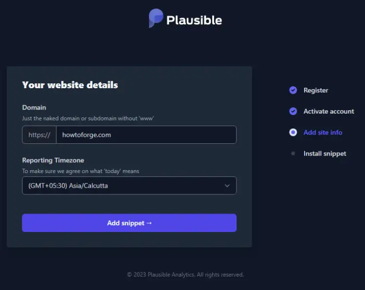 Add website to Plausible