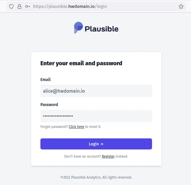 login to plausible