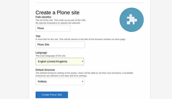 Create a plone site