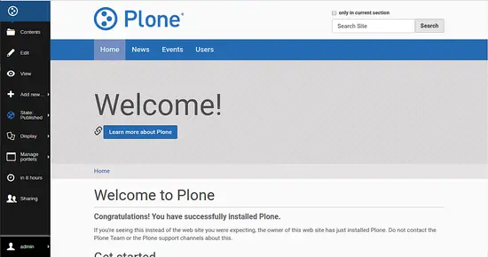 Plone CMS dashboard