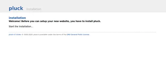 Pluck CMS web installer