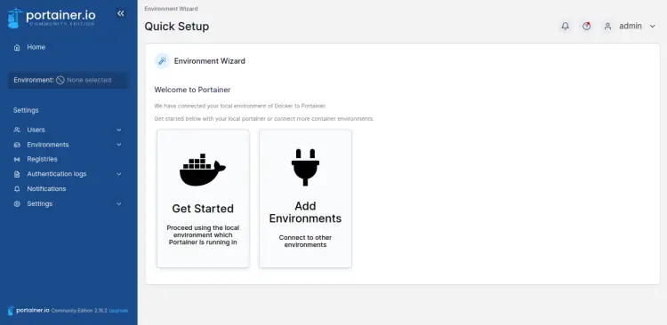 Portainer dashboard