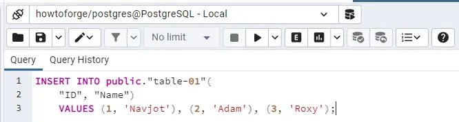 pgAdmin INSERT Data SQL