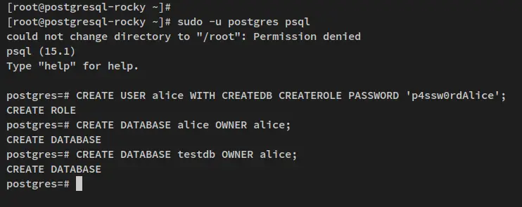 create user and daatbases