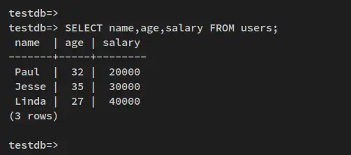 retrieve data specific coplumns