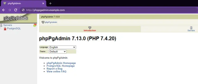 phpPgAdmin Homepage