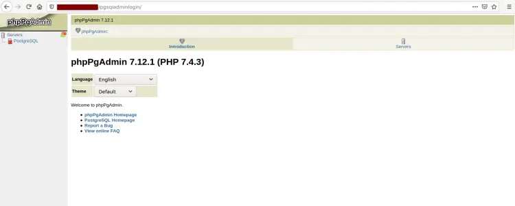 phpPgAdmin Index Page