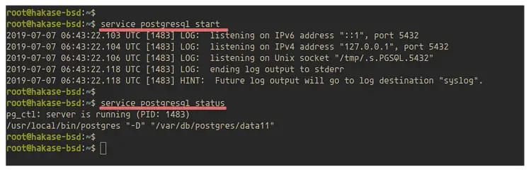 Postgres service started