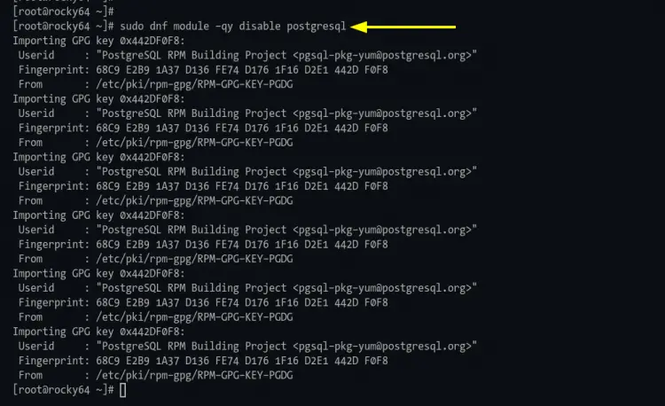 Disable built-in PostgreSQL repository rocky linux