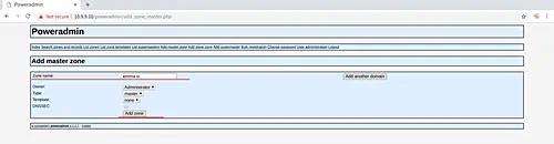 Add DNS Zone in PowerAdmin