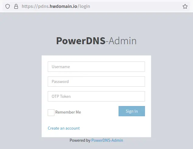 pdns create account