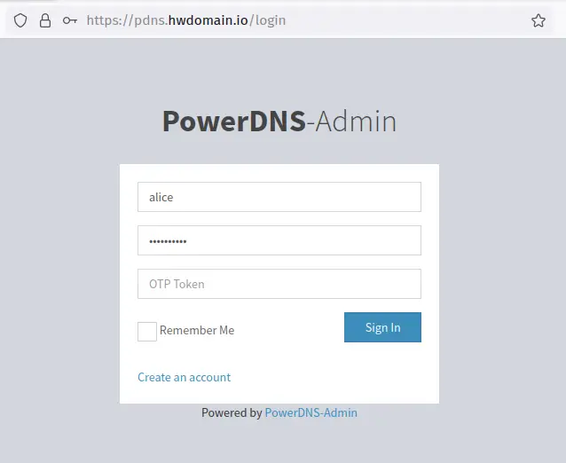 pdns admin login