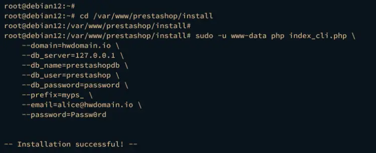 install prestashop via command line