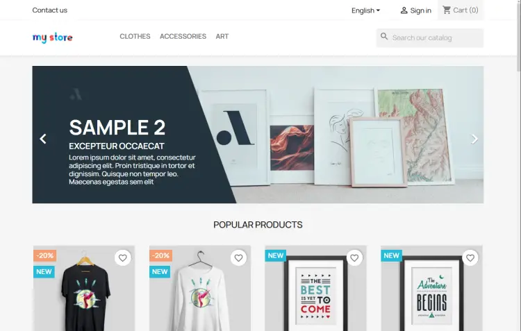 prestashop homepage