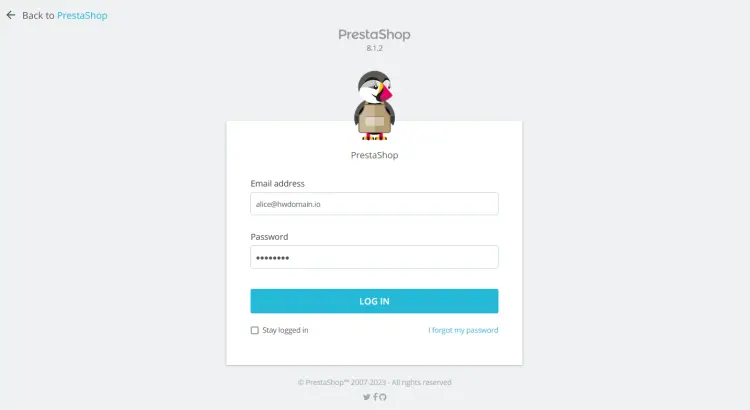 login prestashop