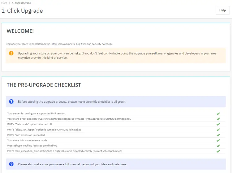 Prestashop Pre-Upgrade Checklist