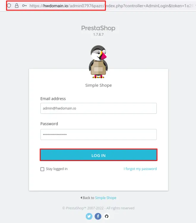prestashop admin login