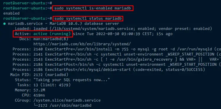 check mariadb