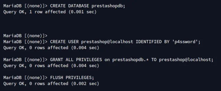 ceate database