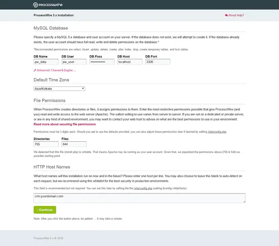 MySQL database details