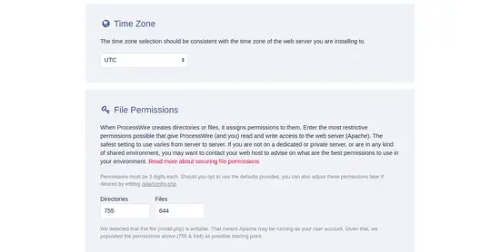 Timezone and file permissions