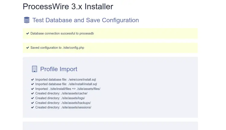 Testing the database configuration