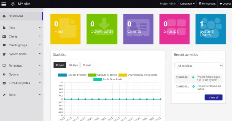 ProjectSend Dashboard