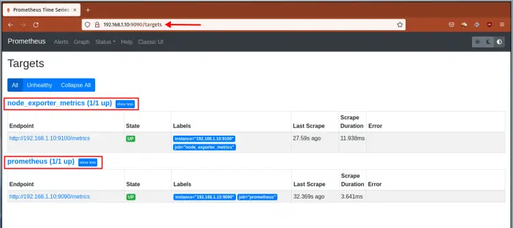 Prometheus target metrics