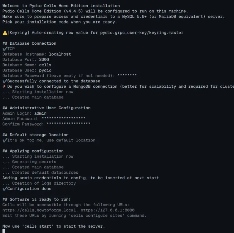 installing pydio cells