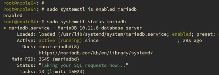 check mariadb