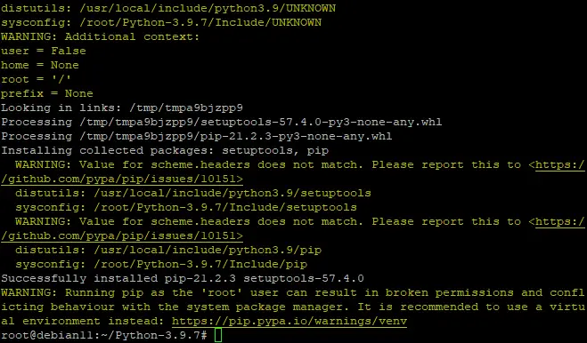 installing Python 3.9 on Debian 11