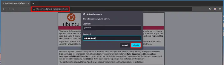 Radicale Apache Basic Authentication