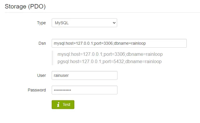 Rainloop MySQL details