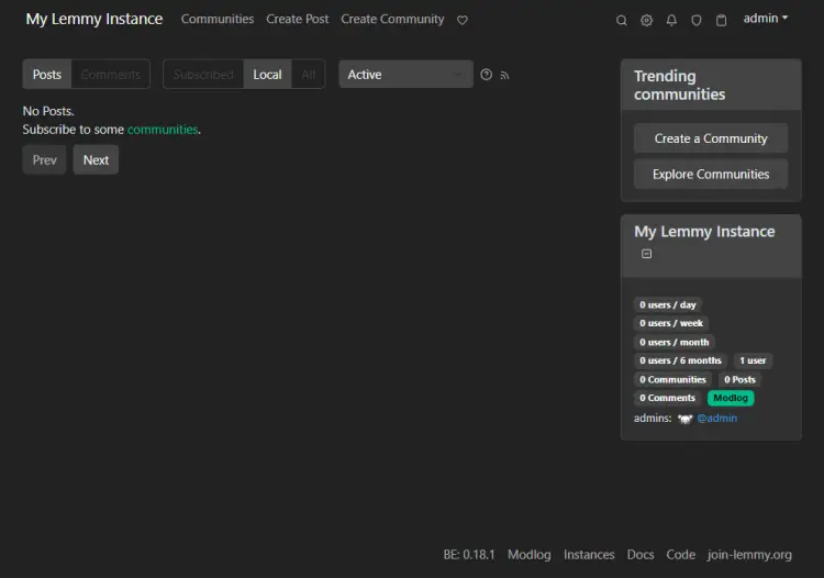 Lemmy Logged-in Homepage