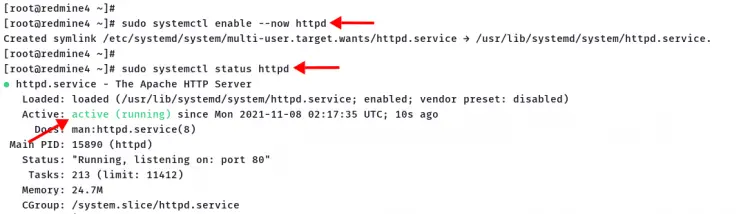 Start and enable httpd