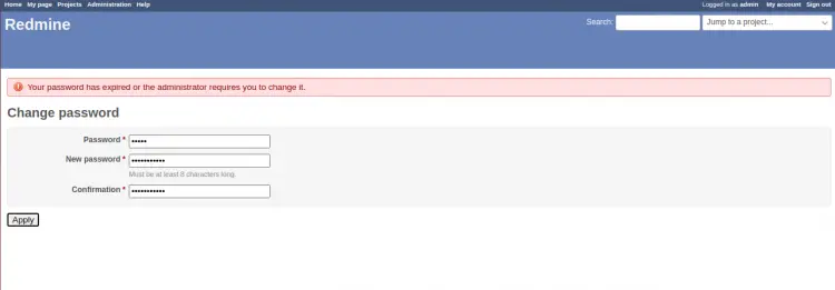 Set new admin password