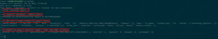 create database and insert data
