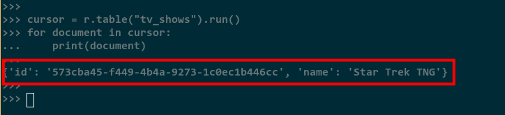 retrive rethinkdb database