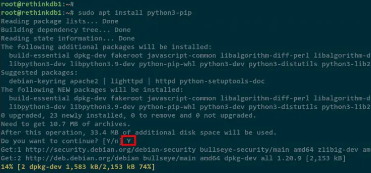 install python-pip and venv