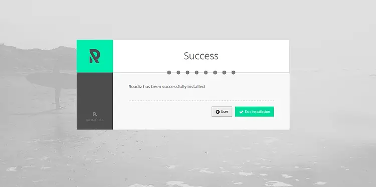 Roadiz successfully installed