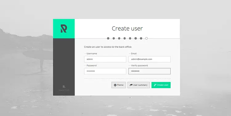 Create admin user