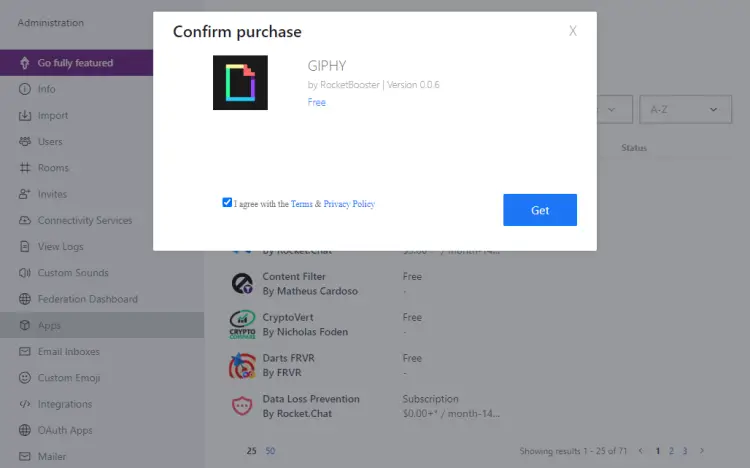 Rocket Chat Apps Installation
