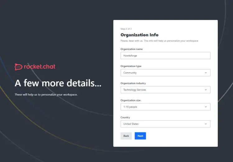 Rocket Chat Organization Setup