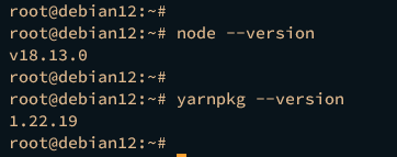 checking nodejs and yarn