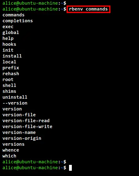 rbenv commands
