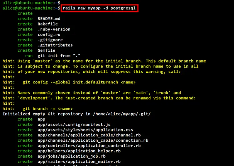 rails create project