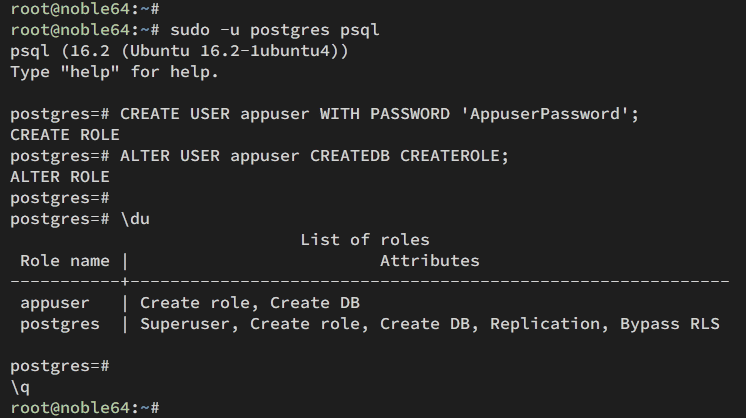 create postgresql user
